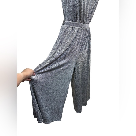 Anthropologie Meadow Rue Womens Alchemist Jumpsuit Metallic Silver Stretch - Picture 10 of 13
